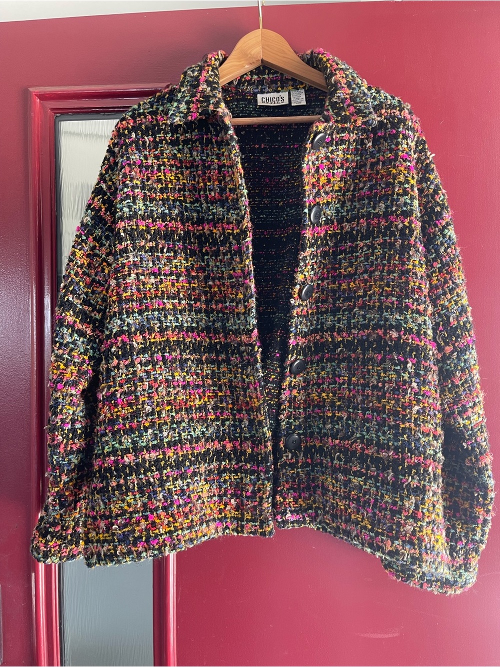 vintage Chico's Design multicolor tweed and boucle jacket